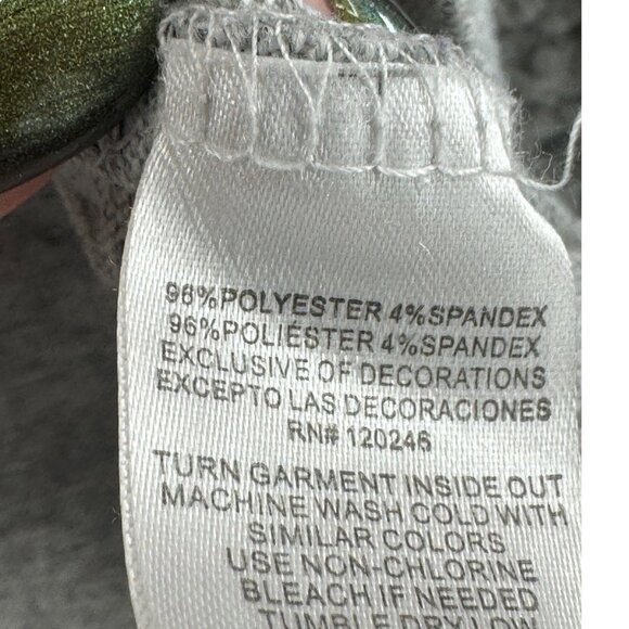 WallFlower Women's "Keeping It Real" Santa Unicorn Grey Cropped Sweatshirt M - Picture 6 of 7